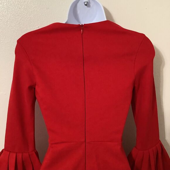Lulus Double Flair Sleeve Bodycon Holiday Party New Years Statement Red Dress XS - Picture 7 of 11